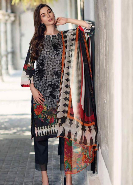 Zareen – Embroidered Lawn with Organza Dupatta