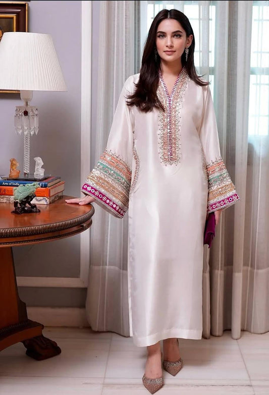 Tussle silk hand work dress